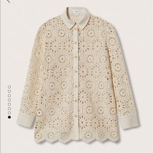 Mango Cream Button Down Crochet Shirt